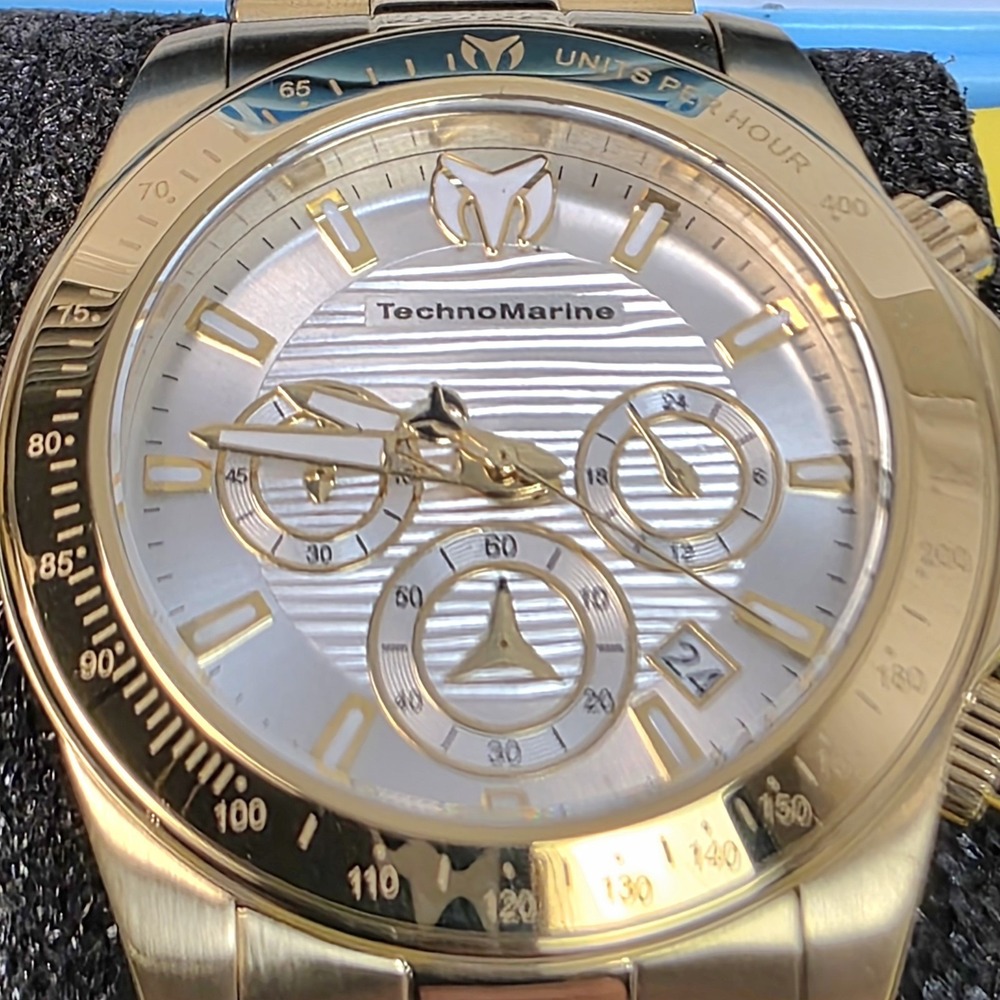 NEW TechnoMarine Manta Ray Men's Watch 42mm‎ Gold (TM-225122) Box Included #908
